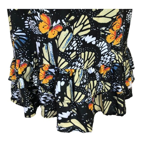 Area Stars Butterfly Multi Colored Tiered Ruffle Hem Knee Length Dress Size M - Picture 10 of 14